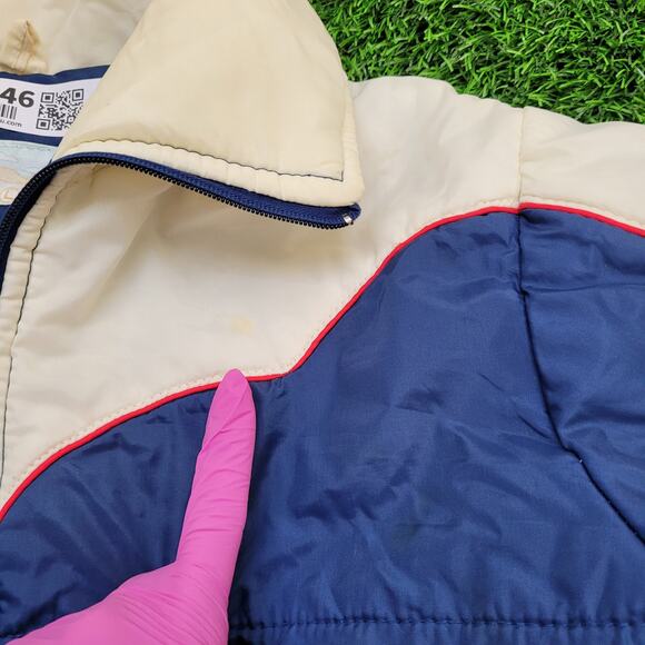 Vintage 90s Western MOD Jacket Womens Large 22x23 Blue Cream - Picture 4 of 13